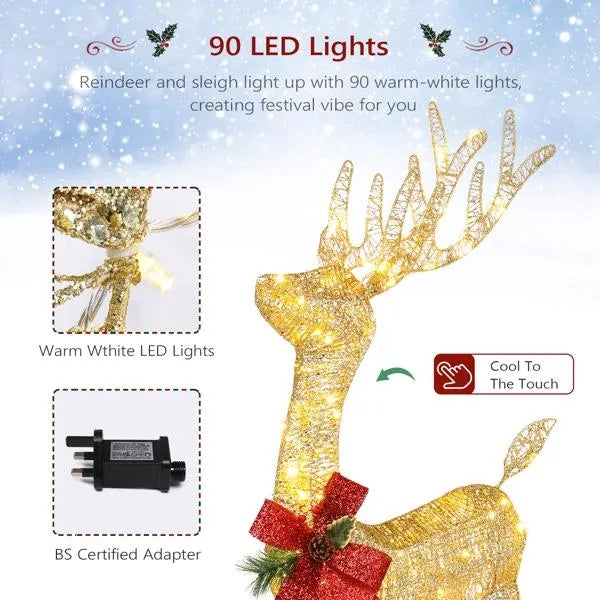 Lighted Reindeer & Sleigh Set – view 3