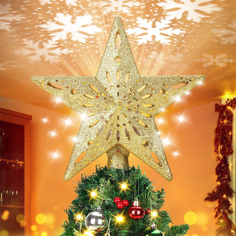 Glitter Star Tree Topper with Snowflake Projector – Home Hearth Well