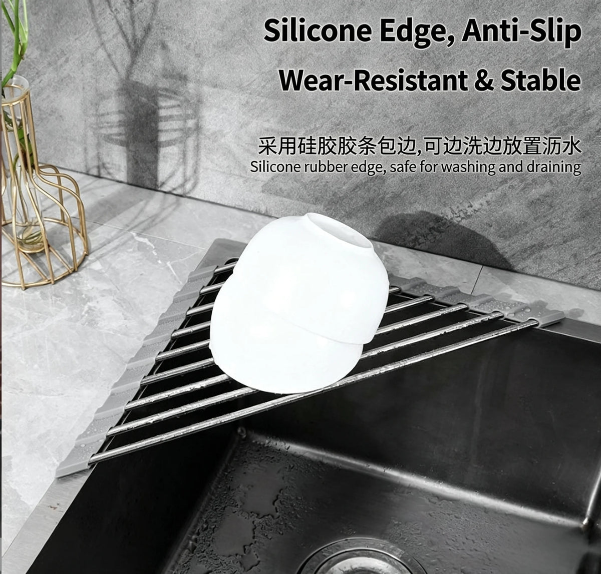 Roll-Up Corner Sink Drying Rack – view 2