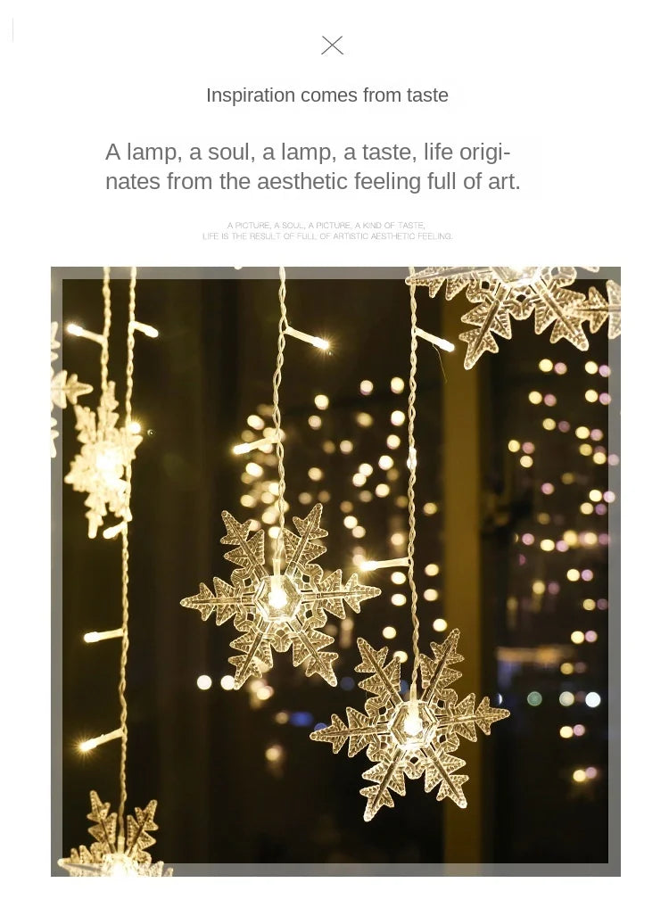 Snowflake Curtain Lights (10.5 ft, 8 Modes)