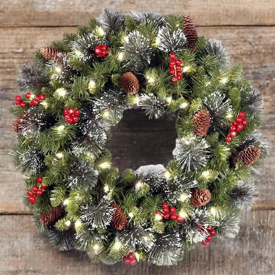 Pre-Lit Pinecone & Berry Christmas Wreath – view 2