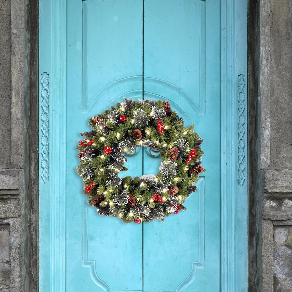 Pre-Lit Pinecone & Berry Christmas Wreath – view 13