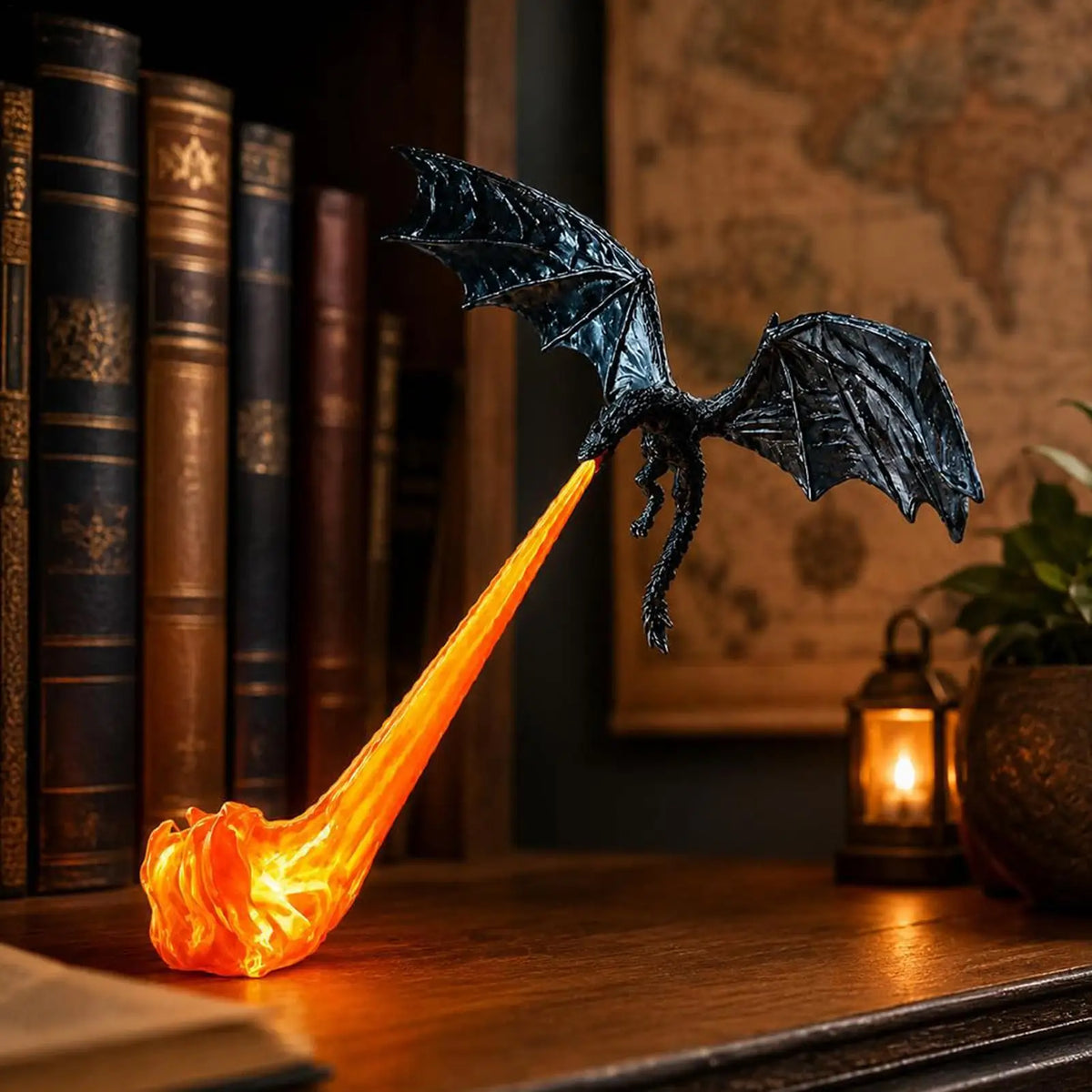 Fire-Breathing Dragon Shelf Lamp
