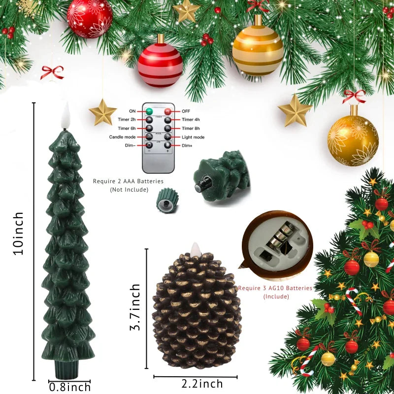 Christmas Tree & Pinecone LED Candles – view 6