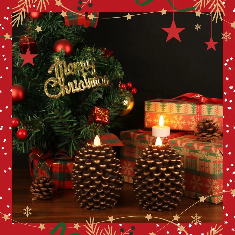 Christmas Tree & Pinecone LED Candles – view 4