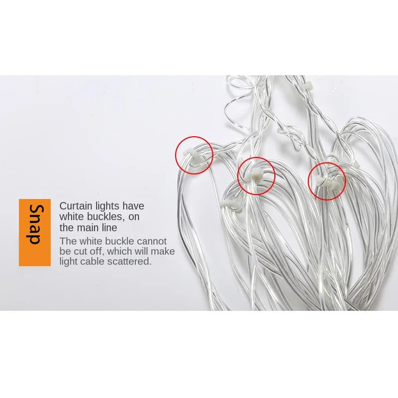 Snowflake Curtain Lights (10.5 ft, 8 Modes)