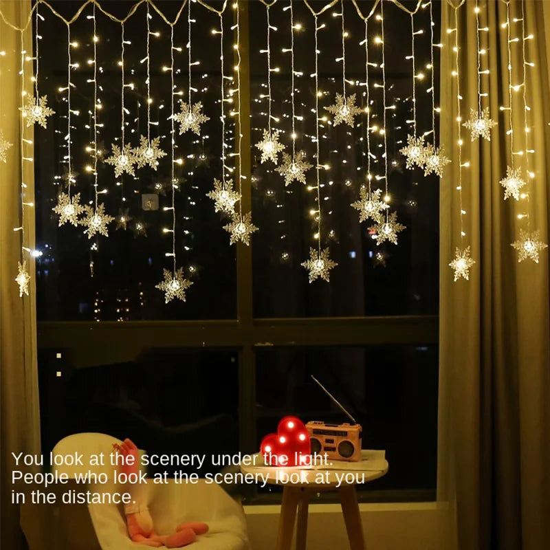 Snowflake Curtain Lights – Home Hearth Well