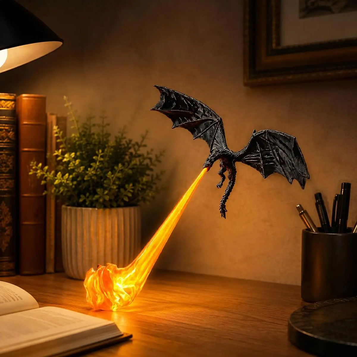Fire-Breathing Dragon Shelf Lamp