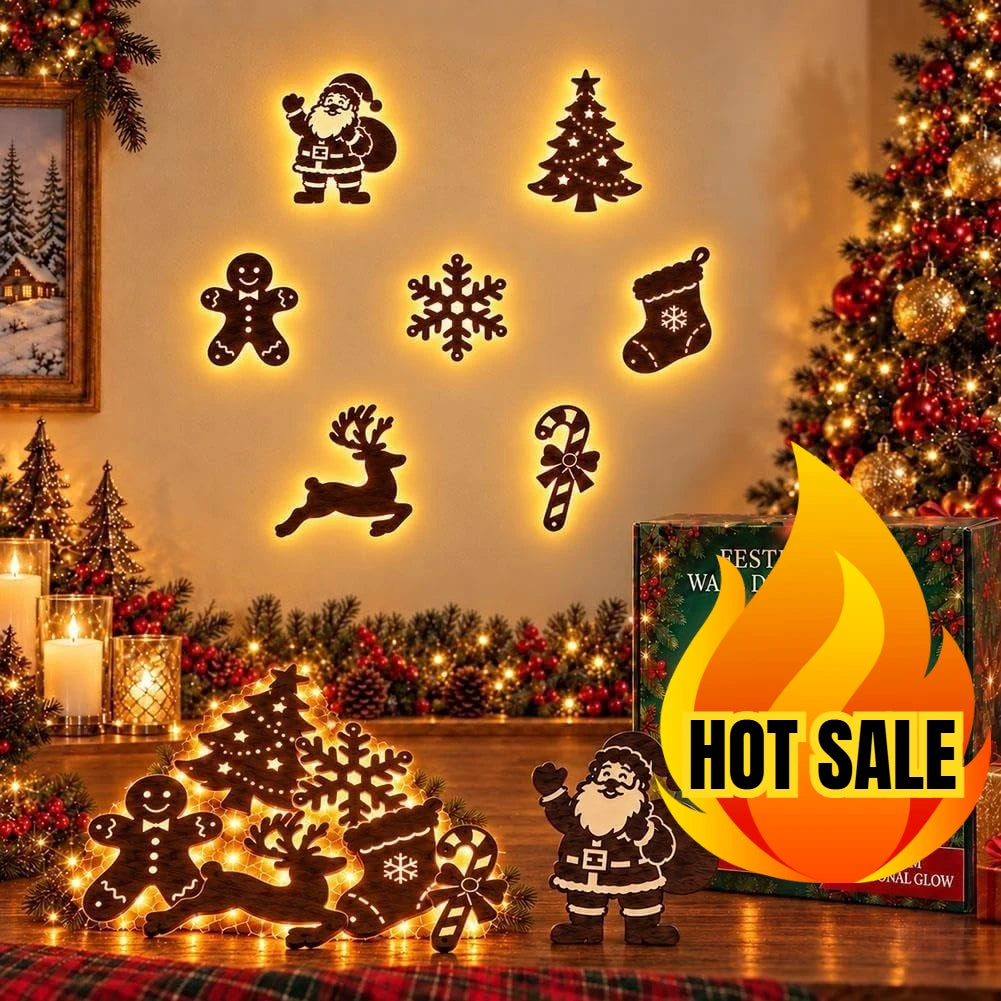 Santa Sleigh & Reindeer Glowing Wall Decor – view 8