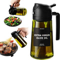 2-in-1 glass olive oil sprayer and dispenser, black, 470 ml