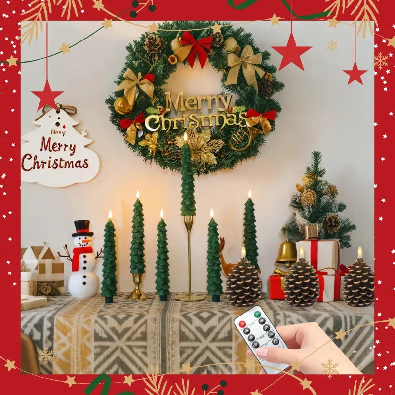 Christmas Tree & Pinecone LED Candles – view 2