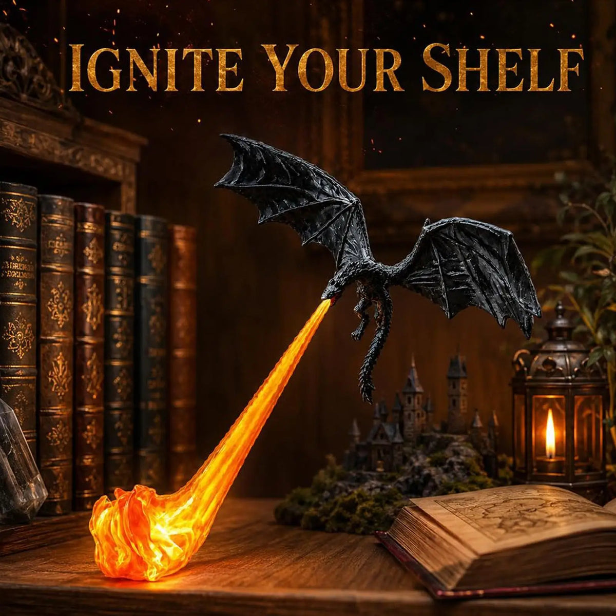 Fire-Breathing Dragon Shelf Lamp