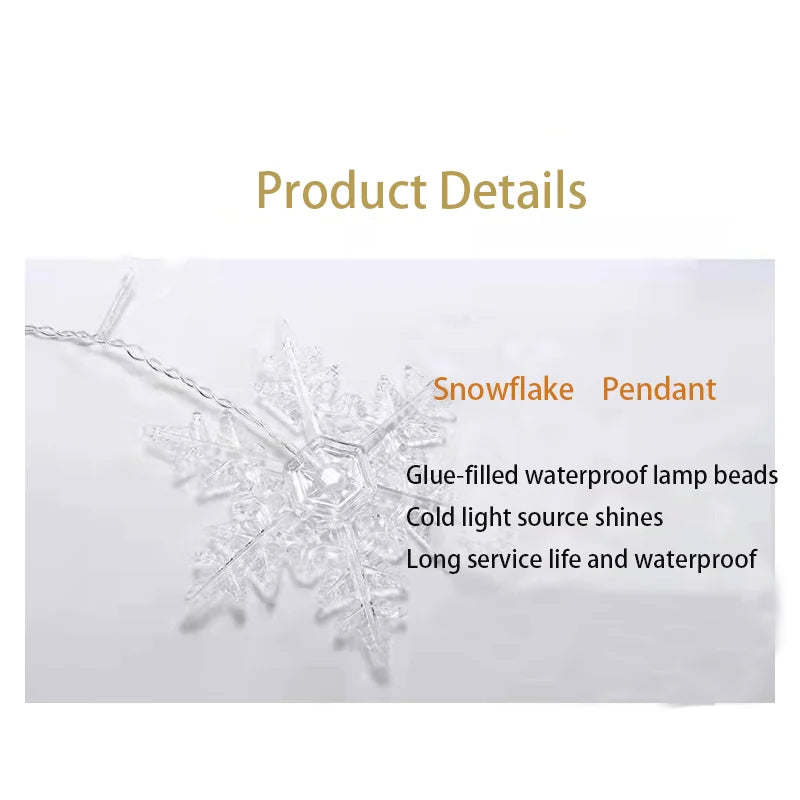 Snowflake Curtain Lights (10.5 ft, 8 Modes)