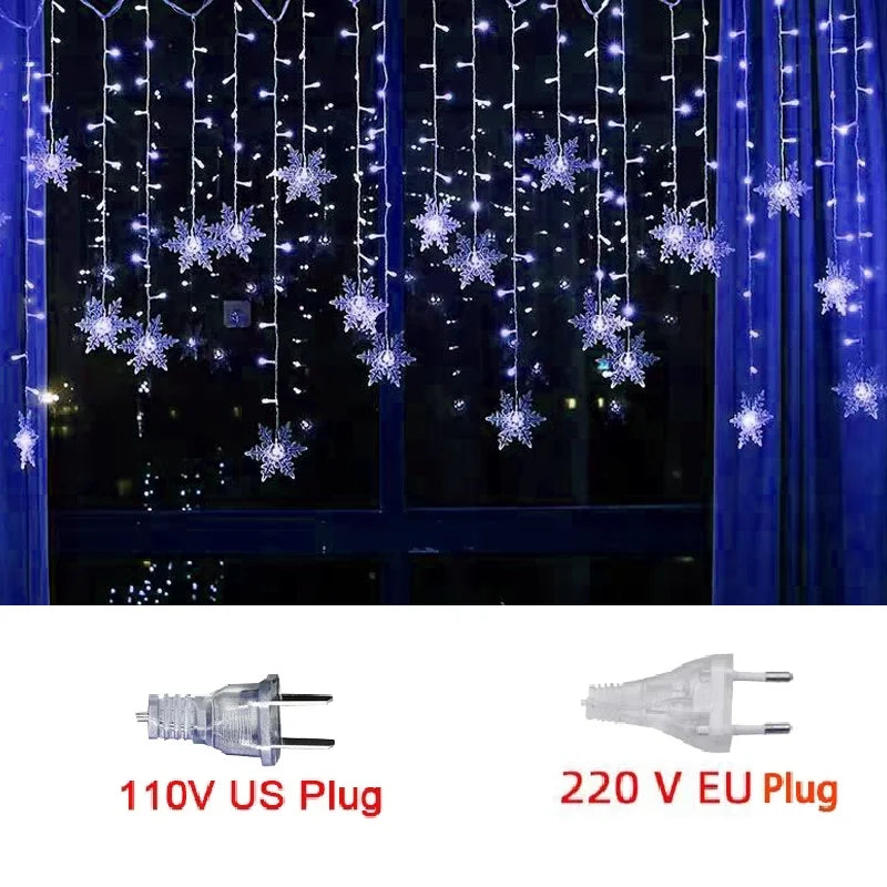 Snowflake Curtain Lights (10.5 ft, 8 Modes)