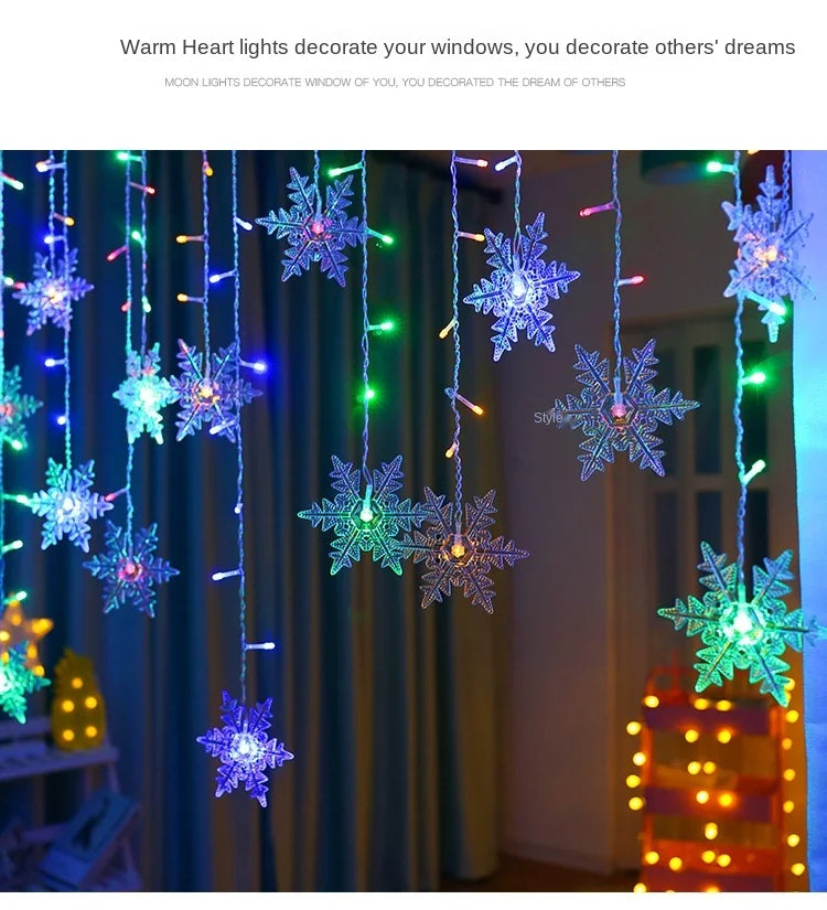 Snowflake Curtain Lights (10.5 ft, 8 Modes)