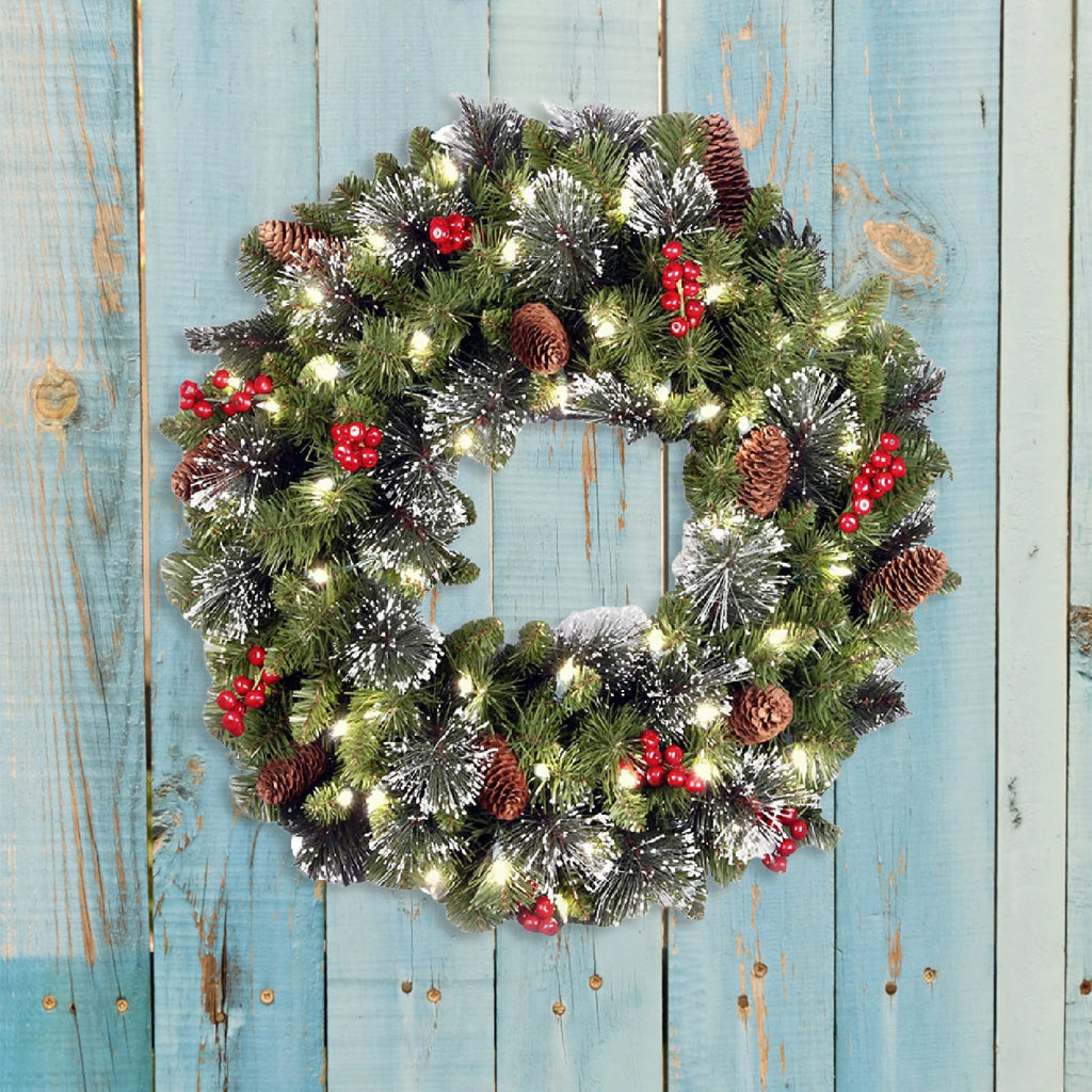 Pre-Lit Pinecone & Berry Christmas Wreath – view 7