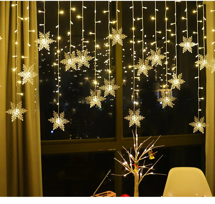 Snowflake Curtain Lights (10.5 ft, 8 Modes)