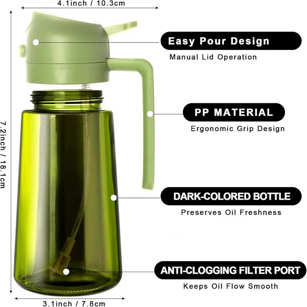 Olive oil sprayer spray and pour modes