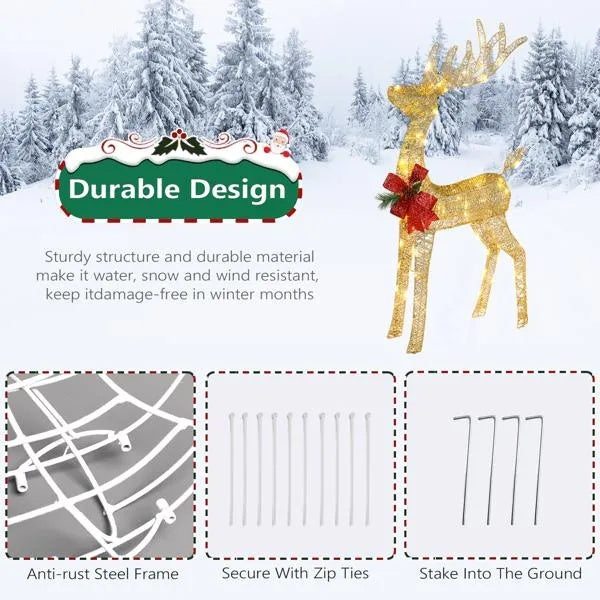 Lighted Reindeer & Sleigh Set – view 2
